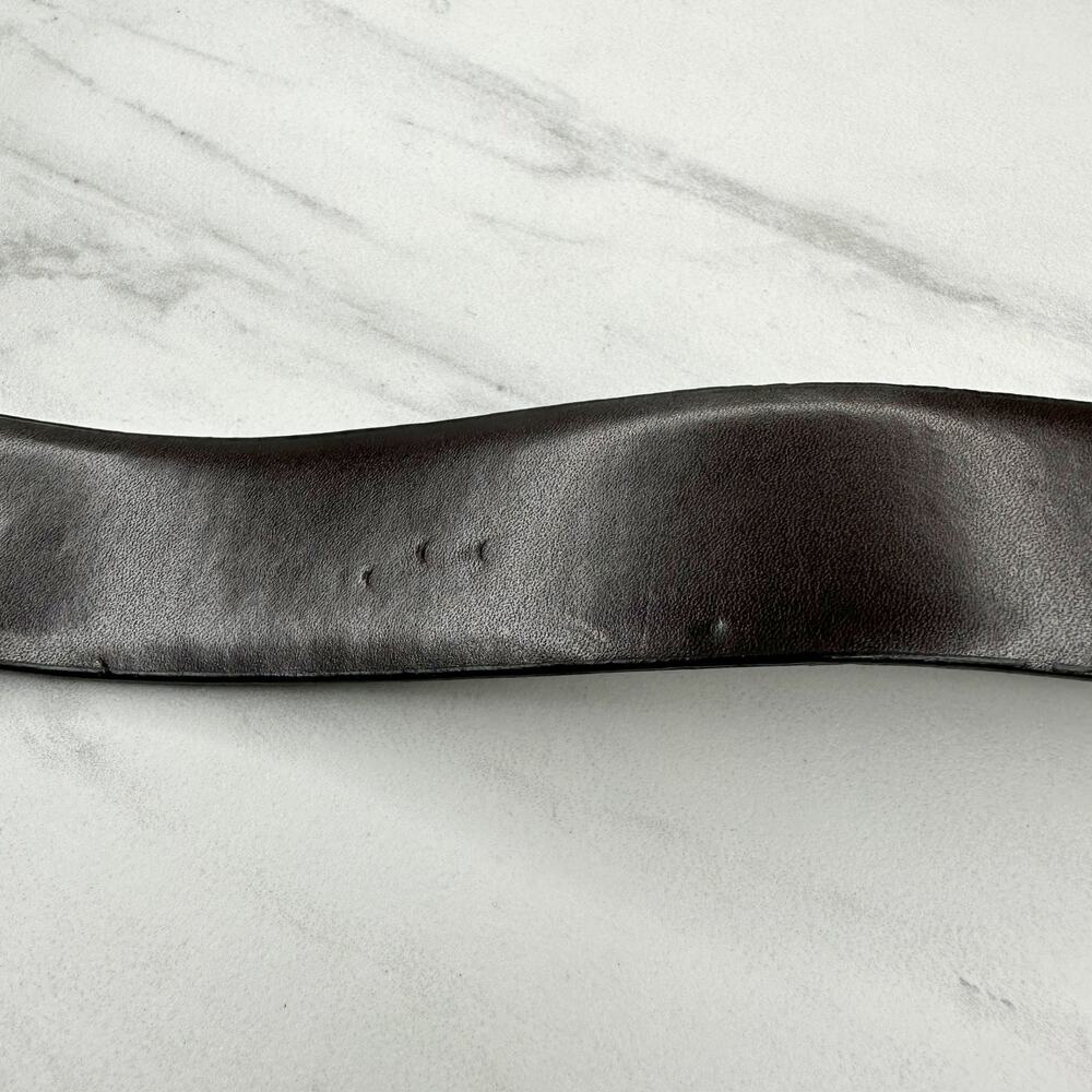 Mens Black and Brown Reversible Belt Silver Buckle Size 44 โจ - Picture 10 of 13